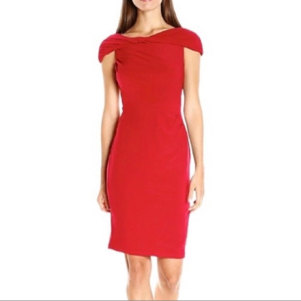 Adrianna Papell Off the Shoulder Sheath Dress - Picture 2 of 6